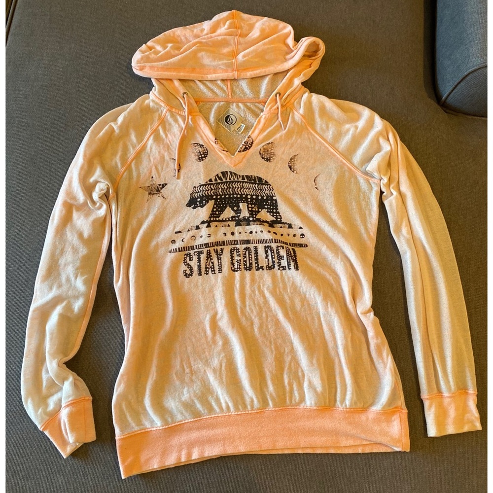 Volcom Pink Long Sleeve Hoodie Sweatshirt